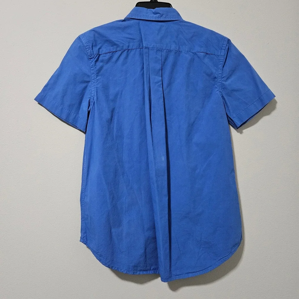 Ralph‎ Lauren Boys Blue Short Sleeve Button Down Shirt Size L 14-16 Cotton Pony